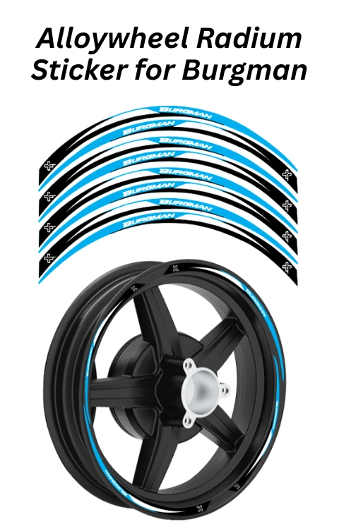 Alloy Wheel Radium Sticker Compatible with Burgman 125 | Printed in Premium Radium with FPF (Fade Protection Film), Waterproof, Precut Sticker, Pack Of 1